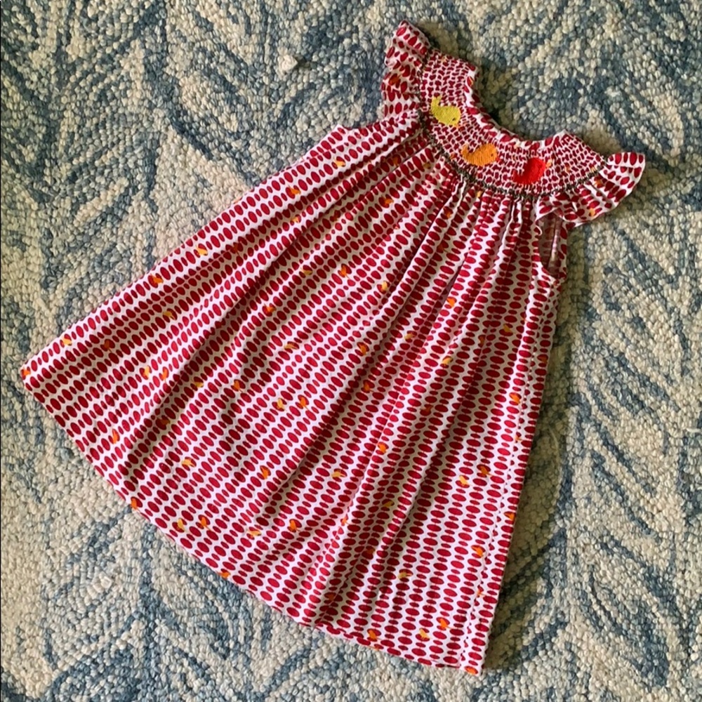 Smocked Dress with Embroidered Chicks